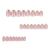 Manicure Francesinha Redonda Curta Rosa Nude Dourada Unhas Postiças Usáveis Dourado Pasta 3D Unhas Usáveis Atacado