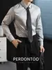 ¡Minimalismo! Camisa de Manga Larga para Hombre, Resistente a las Arrugas, No Necesita Planchado, Aspecto de Seda, para Primavera y Otoño, Gama Alta, para Viajes de Negocios, Color Sólido, Vestimenta Formal Profesional