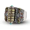 Anillo de Mantra de Seis Caracteres Estilo Chino Personalidad Masculina Tendencia Retro Anillo Individual Giratorio Anillo de Personalidad Retro Tendencia
