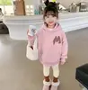 Ropa para Niños Otoño e Invierno Sudadera con Capucha para Niñas forrada de Polar Grueso Top de Manga Larga para Niños Abrigo de Otoño para Niños Estilo Occidental