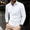 Camisa Polo de Primavera y Otoño Transfronteriza para Hombre, Color Sólido Nuevo, Cremallera, Impresión 3D, Versátil, Casual, Cuello de Solapa, Transpirable, Talla Grande