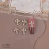 Novo Produto Transfronteiriço Cruz Arte de Unhas Liga Joias Estilo Punk Retrô Cruz Diamantada Tridimensional Diamante Cruz Unha Atacado