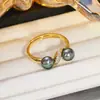 Accesorios DIY Plata de Ley S925 Moda Configuración de Anillo de Perla Base de Anillo Doble de Perla Banda de Anillo Ajustable 5-7mm