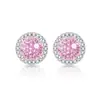 Transmissão ao vivo venda quente joia colorida fogos de artifício corte princesa bolsa redonda brincos stud ouro real galvanizado diamante de alto carbono super brilhante brincos peça única dropshipping