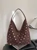 Bolso de mano retro de gamuza para otoño/invierno 2026, gran capacidad, bolso de axila, de alta gama, ligero y elegante bolso de hombro tipo tote