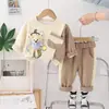 Roupas de primavera para meninos, estilo ocidental, terno de duas peças da moda, moletom casual de desenho animado para bebês, roupas infantis