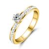 Anillo transfronterizo nuevo de acero de titanio con incrustaciones de circonio, anillo de boda exquisito y simple, joyería de acero inoxidable Joker, fabricantes en stock, suministro directo