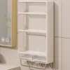 Estante de Almacenamiento para Baño Junto al Lavabo, Gabinete con Espejo de Almacenamiento Integrado para Productos de Cuidado de la Piel Montado en la Pared, Artefacto de Almacenamiento sin Perforaciones para Baño