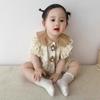 Enterizo de Algodón Puro Cómodo de Verano para Bebés y Niños Pequeños, Ropa Delgada Estilo Coreano con Estampado Floral Pequeño y Cuello Campana para Salidas
