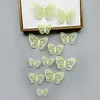 Decoración de mariposa de papel con simulación tridimensional 3D, accesorios de joyería de mariposa hueca tridimensional con textura metálica, pegatinas de pared para el hogar al por mayor