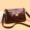 Venda quente transfronteiriça moda estilo europeu e americano padrão crocodilo bolsa de ombro única bolsa de mão de grande capacidade bolsa de couro macio bolsa transversal feminina