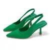 Zapatos de Mocasín con Punta Aguda de Estilo Europeo y Americano con Correa Trasera, Nuevas Sandalias de Tacón Alto de Gran Tamaño de Estilo Europeo y Americano al por Mayor