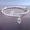 Pulsera de Plata Pura Bambú de la Paz Loto para Mujer, Estilo Juvenil, Pulsera de Plata Ascendente, Pulsera Sólida, Joyería de Plata Simple