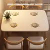 Mesa de Jantar para Casa Apartamento Pequeno Luxo Leve Moderno Simples Retangular Jantar Mesa Comercial e Cadeiras Mesa de Jantar para Moradia de Aluguel