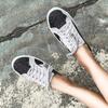 Palmilhas Desodorizantes de Couro Genuíno, Couro de Duas Camadas, Padrão de Estrela Desgastado, Sapatos Brancos Sujos Pequenos, Sapatos Brancos para Casal e Pais e Filhos, Estilo de Rua Harajuku, Tamanho Grande 44