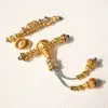 Nuevo Kit de Ensartado de Cuentas Budistas para Joyería de Moda Hecha a Mano DIY, Juego de Ejes Universales de Tres Vías con Patrón de Martillo de Cobre Chapado en Oro