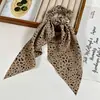 Goma para el pelo scrunchie vintage con estampado de leopardo y diseño de pañuelo de seda, estilo coreano, versátil, para coleta baja, accesorio para el cabello respetuoso con el cabello