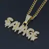 Collar con Letra de Personalidad Europeo y Americano Colgante de Personalidad Gota de Agua SAVAGE Collar Hip Hop Aleación Joyería para Hombre