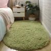 Alfombra de mesita de noche de lujo ligero para dormitorio, Felpudo simple ovalado para sala de estar, Alfombra antideslizante de pelo largo teñida anudada para balcón y mirador, Decoración suave