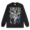 Camiseta Retro Grunge Rock Americana Nirvana Hombro Caído Manga Corta Unisex Sudadera con Capucha de Algodón Pesado Mayoreo