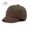 Gorras para Hombres de Mediana Edad y Mayores, Otoño e Invierno, Gorra de Béisbol Engrosada con Forro Polar que Protege los Oídos, Gorra de Cuero PU a la Moda a Prueba de Frío