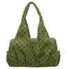 Bolso tote nuevo de pana con lunares estilo coreano, gran capacidad, con cierre de cordón, adecuado para uso casual, para ir al trabajo y como bolso de mano para estudiantes