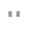 Pendientes Azules Estilo Francés con Esmalte de Goteo e Incrustaciones de Flores Azules, Diseño de Nicho, Accesorios de Gama Alta Estilo Vintage