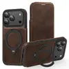Funda Magnética Tipo Armadura para iPhone 18 Pro Max con Soporte Giratorio, Funda de Cuero Tipo Flip para Apple 17 Protección 16