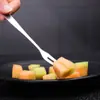 Garfo de Fruta de Aço Inoxidável\Palito de Fruta Fashion\Garfo para Sobremesa Bolo Lua Bolo Garfo e Faca para Lanche Garfo de Fruta de Dois Dentes