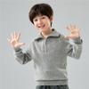 Suéter Infantil 100% Lã Pura com Zíper na Lapela para Meninos e Meninas, Pulôver Infantil Camiseta de Base para Bebês e Crianças Médias e Grandes