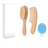 Set de Cepillo y Peine para Bebé Más Vendido en Amazon Cepillo para el Cabello de Recién Nacido con Cerdas Suaves, Cepillo de Pelo de Cabra Natural