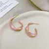 Pendientes de Tornillo Retorcidos Esmaltados con Goteo de Aceite Estilo Coreano Chapados en Oro Cobre para Mujer, Nuevos Pendientes de Botón de Moda Trendy de Lujo Ligero de Nicho con Temperamento