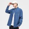 Roupa Jiana Primavera e Outono Masculina Casual Manga Longa Camisa Jeans Gola Reversível Camisa 100% Algodão Jaqueta Jeans Top