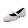 Zapatos Mary Jane de Tira Única Franceses para Mujer 2026 Otoño Zapatos de Felpa Versátiles Suaves sin Cierre Planos Bajos Zapatos de Tira Única