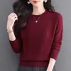 26 Suéter de Cuello Redondo para Mujer Nuevo Moda Primavera Otoño Jacquard Tejido Reductor de Edad Moda Elegante Prenda Base de Punto Top de Punto para Mujer