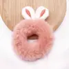 Super fofa corda de cabelo de orelhas de coelho de pelúcia tridimensional corda de cabelo de coração de menina fofa anel de cabelo de intestino grosso estilo rede social elástico de cabelo