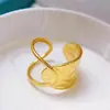 Anillo Geométrico Asimétrico con Corte Calado Estilo Ins Europeo y Americano Anillo Versátil de Acero de Titanio para Mujer Moda Transfronteriza