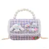Bolso Nuevo para Niños Bolso de Mano con Perlas Mini Billetera Moda Cadena de Princesa Femenina Bolso Cruzado Pequeño Cuadrado para Niña