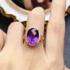 Anillo de Amatista Natural al por Mayor de Fábrica Plata S925 Incrustado Piedra Principal 10*13 Joyería de Lujo Venta Directa de Fábrica