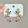 Brincos de Flores Coloridos Doces para Mulheres, Estilo Dopamina de Verão, Design Exclusivo Requintado, Super Delicados e de Conto de Fadas, Brincos Frescos e Delicados com Acabamento em Strass