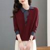 2025 Novo Outono e Inverno Único e Chique Estilo Ocidental Lindas Malhas de Malha Tops Femininos Design Nicho Malhas Camisa de Fundo