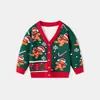 2026 Nuevo Suéter Chaqueta de Punto Tejido con Dibujos Animados Navideños de Hombre de Jengibre para Otoño e Invierno Europeo y Americano, Elegante Cárdigan de Punto para Niños y Niñas