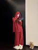 Pijama con Capucha de Punto Coreano y Medio Terciopelo para Mujer Invierno Nuevo Talla Grande Engrosado Cálido y Cómodo Conjunto de Ropa para el Hogar