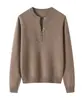 Suéter 100% Lana Pura para Mujer Cuello Tijera Pulóver Elegante Holgado Casual Estilo Perezoso Ropa de Abrigo Otoño Invierno Tejidos