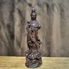 Estátua de Buda Bodhisattva Guanyin em Pé de Ébano Enfeites para Casa Sala de Estar Adoração Doméstica Estátua de Buda de Madeira Maciça Artesanato Decorativo