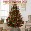 Corona Navideña Grande de Terciopelo Transfronteriza con Lazo de 5 Pulgadas Decoración Colgante para Decoración de Árbol de Navidad y Decoración de Fiesta