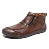 Sapatos Masculinos Plus Size Transfronteiriços Sapatos Casuais para Exterior Sapatos de Fundo Plano Costurados à Mão Botas Martin com Zíper Botas Curtas 828
