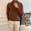 Suéter de Alta Qualidade Masculino Gola Alta com Zíper Suéter Masculino Engrossado Quente de Inverno Cor Sólida Top Suéter Camisa Base