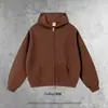 Ropa para Hombre 2025 Otoño e Invierno Nuevo Producto Forrado de Polar 350g Cardigan con Doble Cremallera Holgado Marca Trendy Transfronteriza Sudadera con Capucha