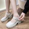 Zapatos de Cuero Estilo Británico para Mujeres Universitarias con Punta Redonda, Suelas Gruesas Altas, Nuevos Zapatos Mary Jane Primavera 2022